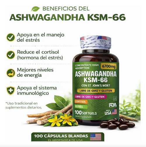 Ashwagandha - KSM 66 ORIGINAL X 100 Capsulas