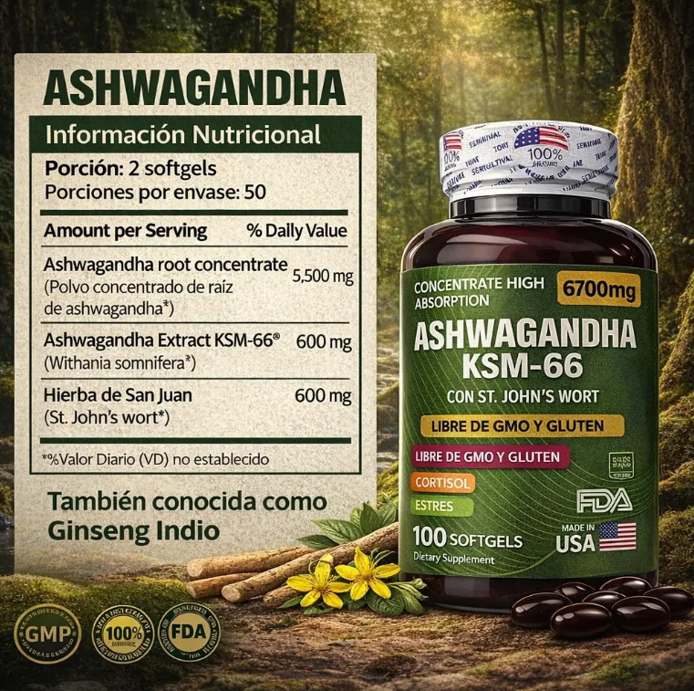 Ashwagandha - KSM 66 ORIGINAL X 100 Capsulas
